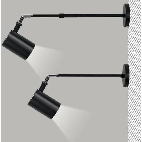Modern Extendable Telescopic LED Wall Lamp Aluminium Sconces White Black Long Arm Wall Spot Light for Exhibition Photo Light