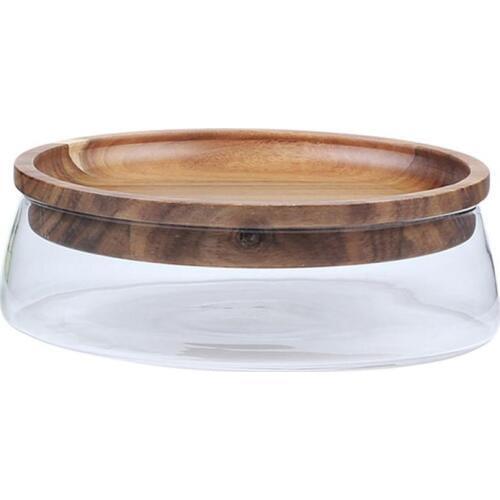 Fruit Plate European Creative Double-layer Glass Dried Fruit Nut Plate Wooden Candy Storage Box Kitchen Tools Fruit Tray