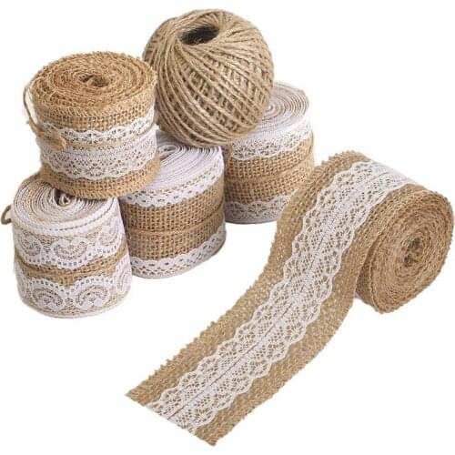 Burlap Ribbon 2M Vintage Wedding Centerpieces Decoration Sisal Lace Ribbon Trim Jute Hessian Rustic Event Party Decor Supplies