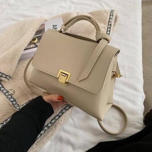High Quality Solid Color PU Leather Shoulder Bags for Womens 2021 New Handbags Casual Concise Crossbody Sac A Main