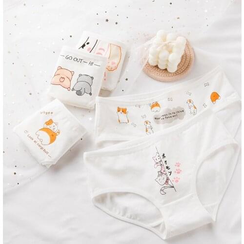 Womens panties Cat pattern cotton underwear Girls Cute Printed Intimate Plus Size Sexy student Breathable Low waist lingerie