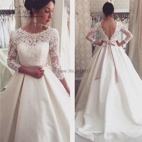 Real Vintage Wedding Dress Lace Vestido de Noiva Princesa Wedding Gowns Long Sleeve Bride Dresses 2017 Louisvuigon Belt Buttons