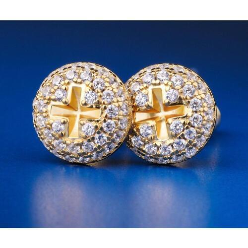 Gold Iced Out Earrings Screw Earrings for Men Stud Earrings Mens Hip Hop Jewelry Punk Style With CZ Cubic Wholesale Argent