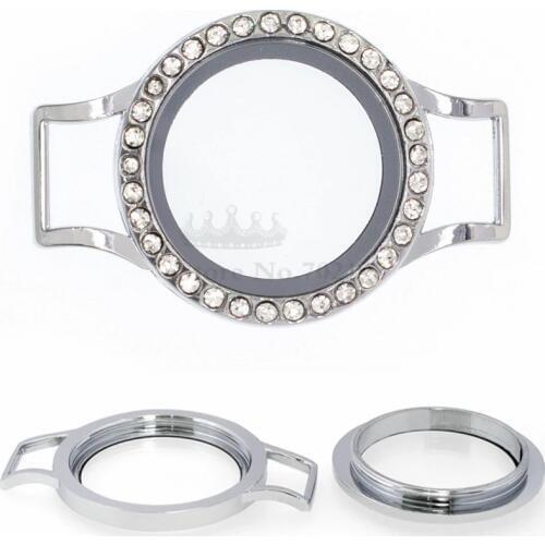 1pc 25mm/30mm plain/Sparkling zinc alloy Twist screw/Magnetic Wrap Bracelet Locket floating locket (no charms, no bands)