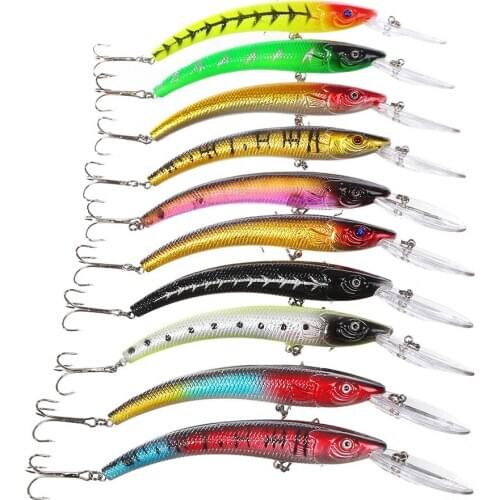 10pcs/Lot Minnow Fishing Lures 10 Colors Big Fishing Hard Bait 16.3G 15.5cm Fishing Tackle 2# High Carbon Steel Hooks