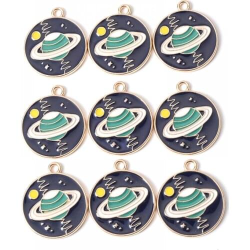 10Pcs Alloy Metal Drop Oil New Fashion Enamel Cute Universe Charms Pendants For DIY Bracelet Necklace Jewelry Making Accesories