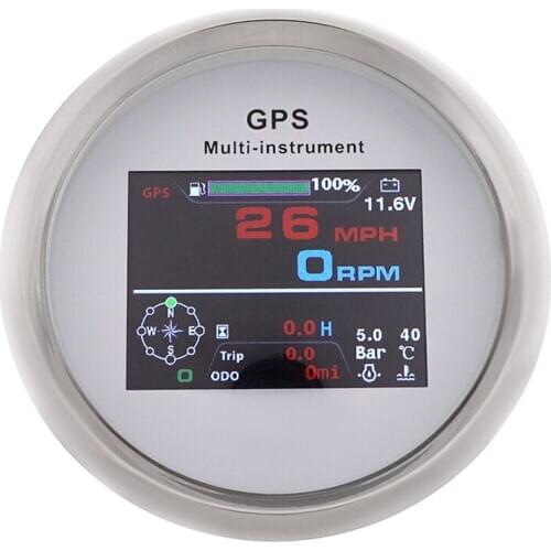 10 In 1 Digital GPS Speedometer Gauge 85mm Multi-functional LCD Hourmeter Fuel Level Oil Press Voltmeter RPM Gauge