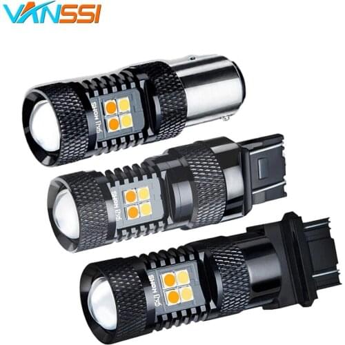 2Pcs 1157 P21/5W 3157 P27/5W W21/5W 7443 Car LED Daytime Running Bulbs Product Switchback White/Yellow Auto Turn Signal Light