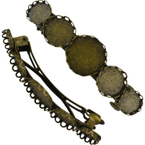 2 Pieces Vintage French Clip Long Barrette Cabochon Blank Base Finding Find