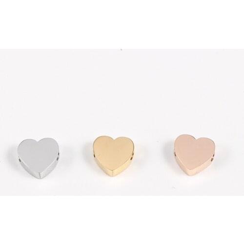 5Pcs/Lot Heart Small Beads Charms Stainless Steel Connector For DIY Making Necklace Bracelets 7mm/10mm