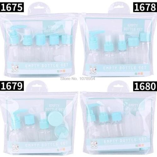 200set 5pcs Portable Refillable Bottles Kit Plastic Face Cream Lotion Makeup Container Home Travel Empty Spray Refill Bottles