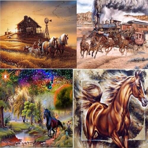 5d Diy Diamond Painting Animal Landscape Mosaic/full Square Round Diamond Painting Embroidery Work Cross Stitch Home Decoration