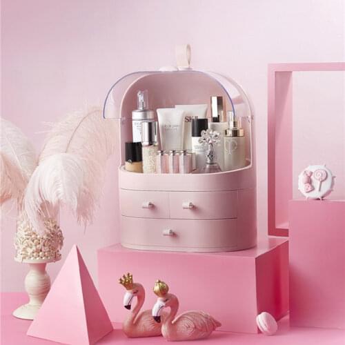 Simple Modern Makeup Vanity Desktop With Drawers Storage Box Portable Cosmetic Dustproof Save Space Large Capacity Storage Box