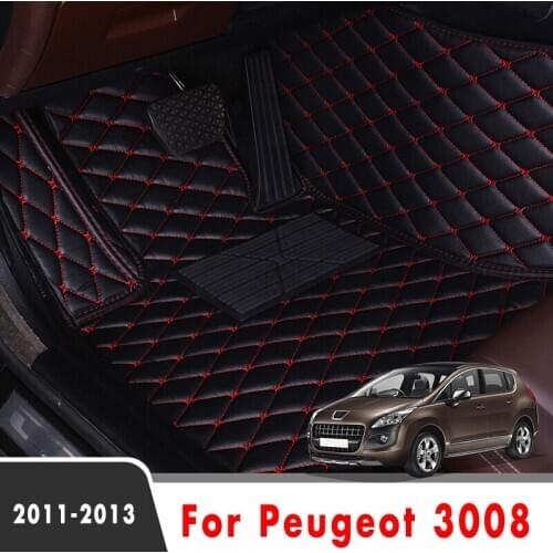 Car Carpets For Peugeot 3008 2013 2012 2011 Car Floor Mats Artificial Leather Waterproof Custom Interior Accessories Foot Pads
