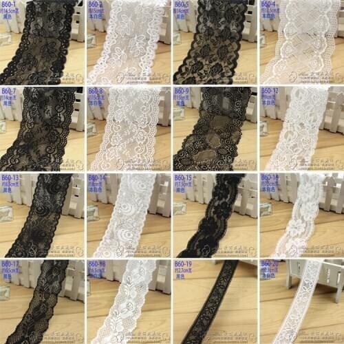 Free shipping lace diy handmade accessories black and white elastic lace cloth lace curtain material sofa DIY crafts decoration