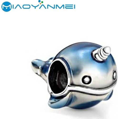 2020 Summer 925 Sterling Silver Beads Fit Original Pandora Bracelets The Narwhal Charm Women DIY Fashion Jewelry