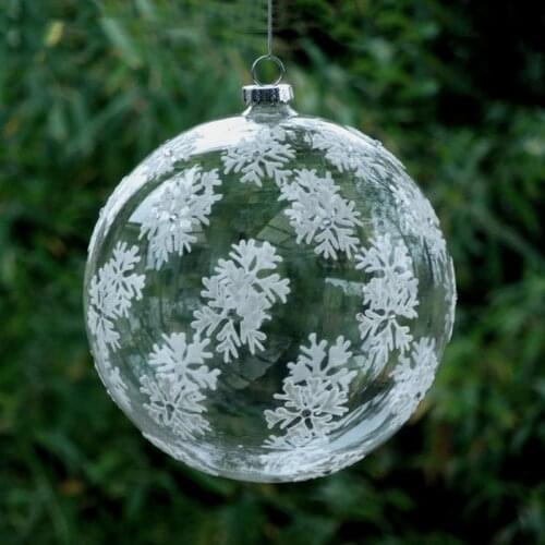 Diameter=20cm Super Big Size Transparent Glass Globe Christmas Tree Hanging Pendant Snowflake Handmade Ball Decoration