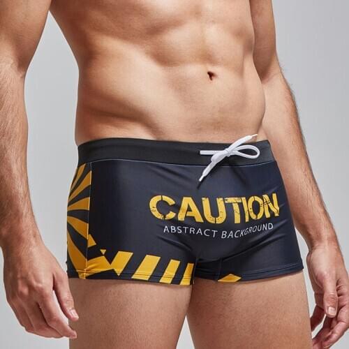 Men Printed Drawstring Shorts Quick Dry Sexy Beach Shorts Swim Trunks Male Bikini Swimwear Surfing Shorts Plus Size Men Bottoms