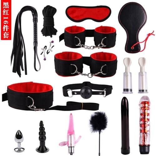 Exotic Accessories Nylon Sex Bondage Set Adult Games BDSM Kits Handcuffs Whip Rope Anal Plug Vibrator Adult Sex Toys for Couples
