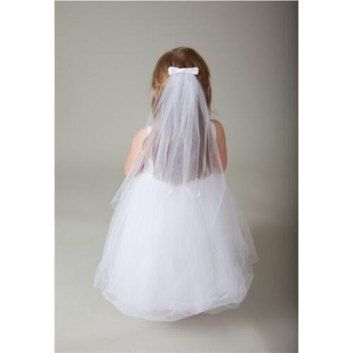 White Ivory Kid Girls First communion Veils One Layer Bows Wedding Flower children veil Voile Mariage Fille velos de novia 2019