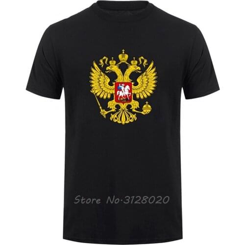 Russia Is Our Power Coat Of Arms Of Russian National Emblem Couple Gold Eagle T Shirt For Male Men Short Sleeve Cotton T-Shirt