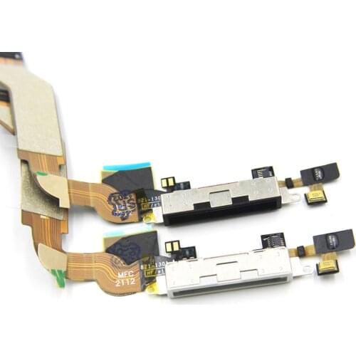 100% Original new WHITE/BLACK for iPhone 4S Dock Connector Charging flex Cable with microphone