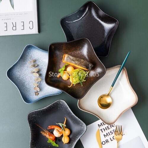 Ceramic Plate Fried Rice Plate Creative Deep Dish Tableware Household Dish Japanese Dinner Plate Deep Caliber Salad Plate