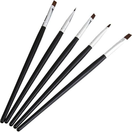 5PCS/set Design Painting Pen Brush Beauty Nail Art Salon Acrylic UV Gel Salon Pen Flat Brush Kit Dotting Tool For DIY Decoration