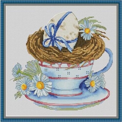 Coffee and Easter Egg patterns counted 11CT 14CT 18CT Cross Stitch Sets DIY wholesale Cross-stitch Kits Embroidery Needlework