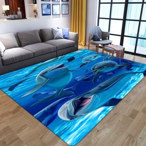 Cute dolphin 3D Mat For home Living Room Soft Carpets For Bedroom Washable Anti-slip Floor Rugs Kitchen Bathroom Door mat Nordic
