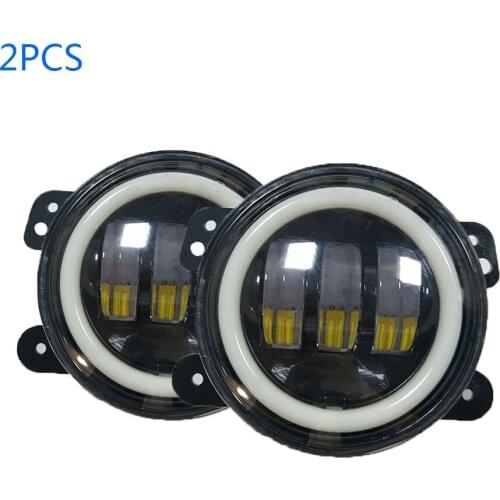 2PCS 6000K Round LED Work fog light Bar 4 inches 30W DRL off Road Lamp for Jeep Wrangler