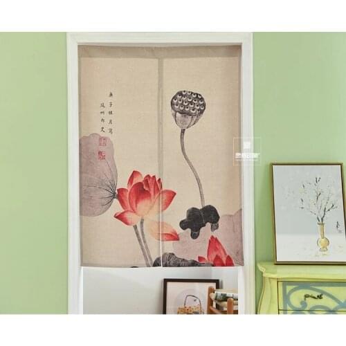 Lotus Leaf Lotus Linen Tapestry Bedroom Kitchen Home Decor Door Curtain