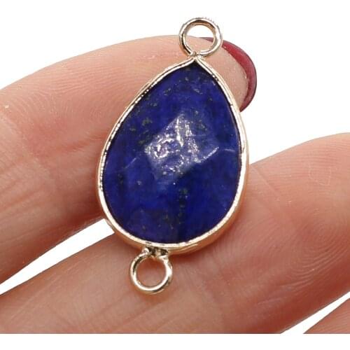 Natural Stone Charms Connector Drop Shape Lapis Lazuli Pendants for Jewelry Making DIY Necklace Earring Bracelet Ms Gift 14x27mm