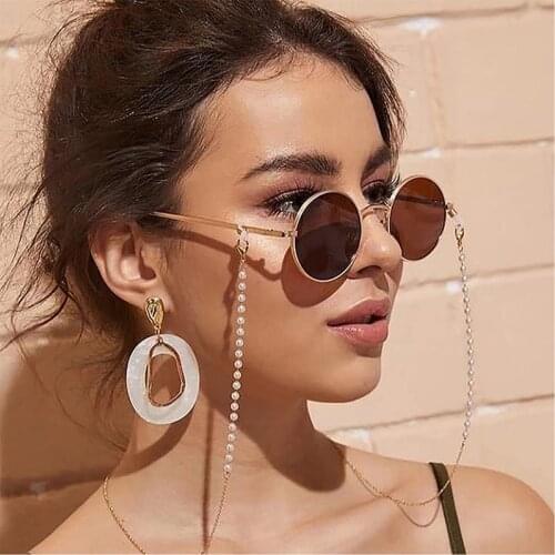 2021 New Korean Vintage Pearls Glass Bead Necklace Mask Chain Strap Hang On Neck Glasses Holder Rope For Women Glasses Strap
