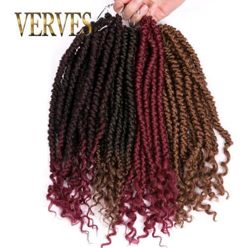 VERVES Braiding Ombre Faux Locs Curly 14 inch 12 roots/pack Crochet Braids Dread Locs hair Extensions Twist Black Bug,Braiding