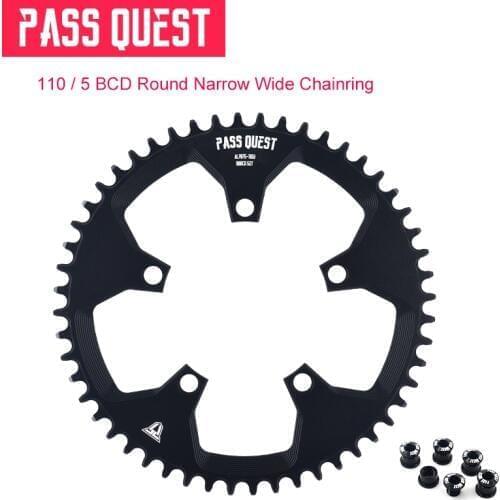PASS QUEST Narrow Wide Chainring 110BCD Round Road Bike Chainwheel 38-52T For 3550 APEX RED