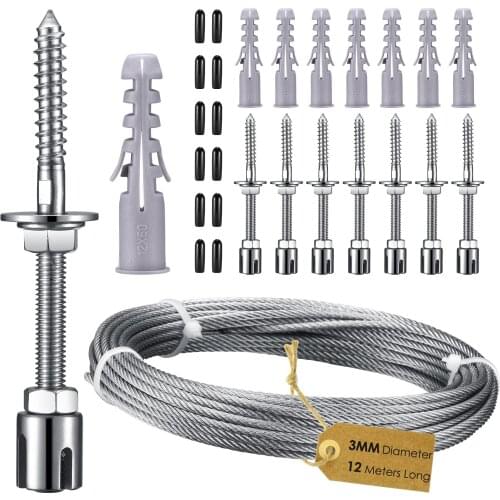 Stainless Steel Trellis Plant Climbing Green Wall Mesh Professional Complete 8 Halters 12 M Wire Rope Mesh For Plant Climbing Ki