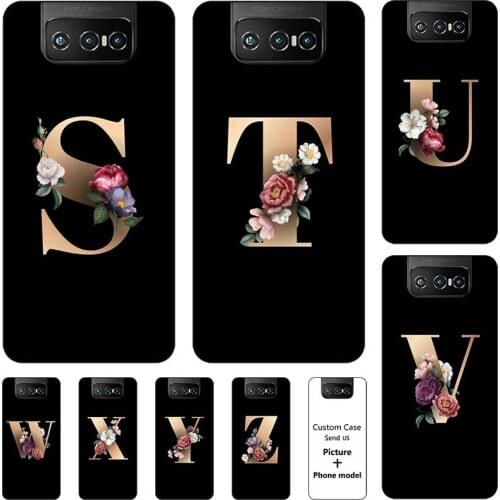 Flower 26 English Case For Asus Zenfone 7 ZS670KS 7 Pro ZS671KS Name Letters Custom Initial Soft Silicone Phone Cover Capa