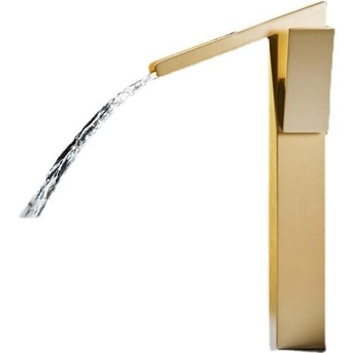 Bathroom Faucet Solid Brass Bathroom Basin Faucet Cold and Hot Water Mixer Sink Tap Single Handle Brushed Gold Tap