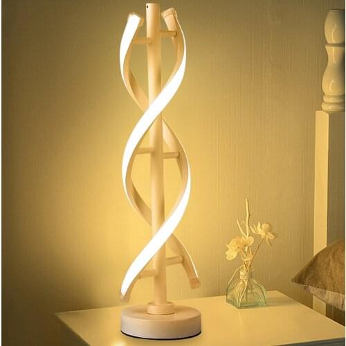 Spiral Wave LED Table Lamp Easy Install Energy-Saving Modern Dimmable Desktop Bedside Decorative Lamp White/Warm Light