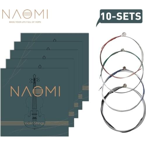10 Sets NAOMI Full Set Violin Strings Universal 4/4 3/4 1/2 1/4 1/8 Fiddle Strings G D A & E Stainless Steel Core Violin Strings