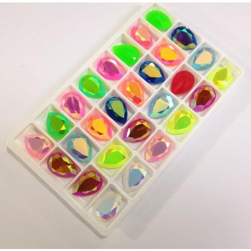 TopStone 13x18mm 18x25mm Resin Jelly AB Color Teardrop Fancy Stone Pointback Droplet Rhinestones