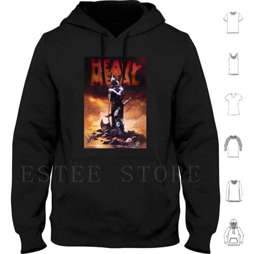 Heavy Metal Death Hoodies Long Sleeve Heavy Metal Magazine Science Fiction Sci Fi Fantasy Retro Vintage Sci Fi Action