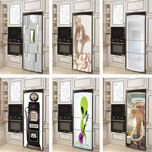 Route 66 Gas Station Vinyl Wallpaper Kitchen Fridge Decorative Full Film Peel And Stick Wall Refrigerator Sticker Door Covering