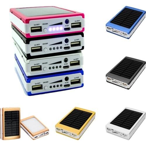 5x18650 Powerbank Portable Pover Power Bank 18650 Solar Power Bank Case DIY Box Dual USB Kit Phone Charger Flashlight
