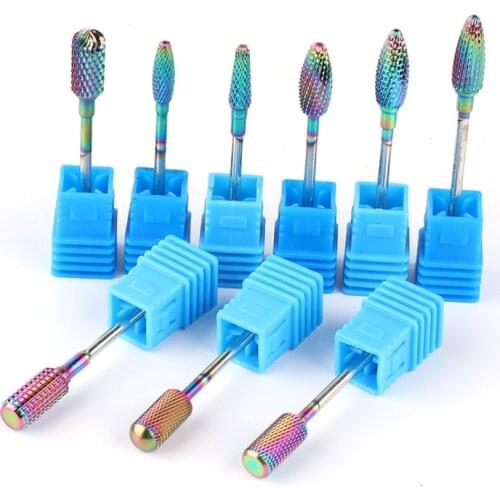 High Quality Tungsten Blue Rainbow Gold Carbide Nail Drill Bit Electric Nail Mills Cutter For Nail Electric Nail Drill Bits
