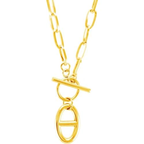 Women TRENDY New Jewelry Pig Snout Toggle Necklace Stainless Steel Choker Farando collares de moda Boho joli Collier gift