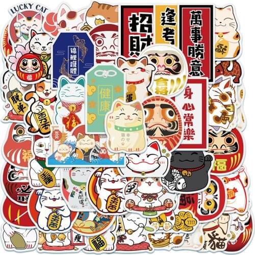10/30/50PCS Cute Cartoon Lucky Cats and Stars Stickers Notebook Mobile Phone Luggage Suitcase Decoration Toys Wholesale
