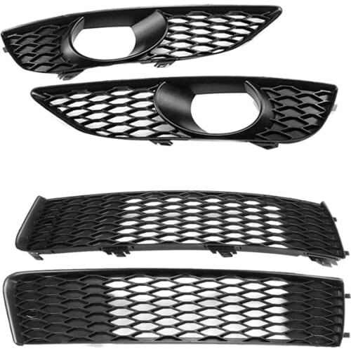 2 Pair Car Front Bumper Fog Light Grille Cover - 4L0807697B & 4L0807675C