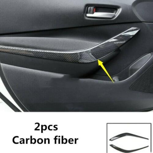 2Pcs ABS Carbon Fiber Car Inner Front Door Armrest Cover Trim Door Handle Cover Trim for Toyota Corolla 2019 2020
